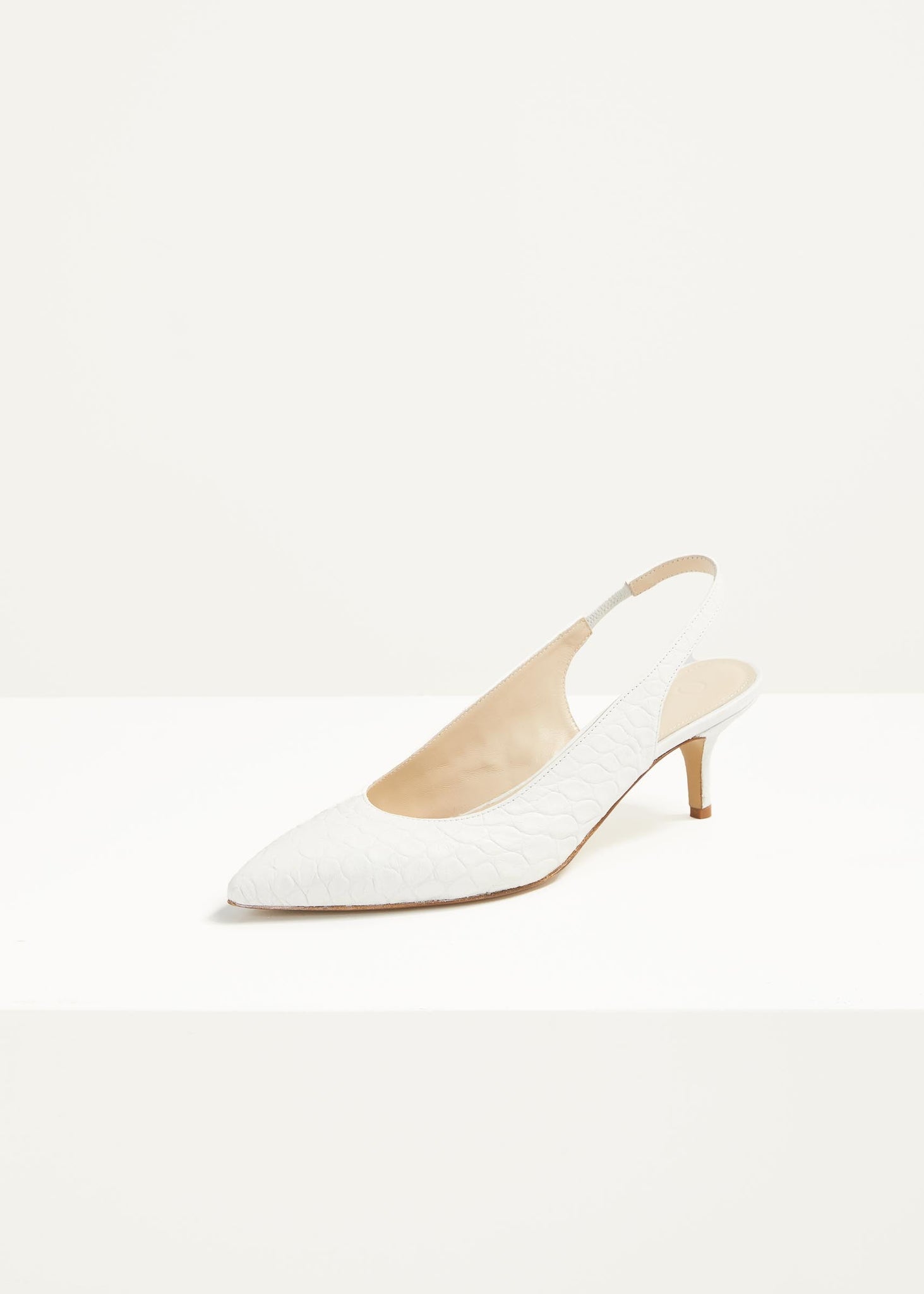 SUSIE PUMPS in WHITE EMBOSSED CROC